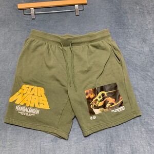 Star Wars The Mandalorian Sweatshorts Mens Medium Olive Green Graphic Print